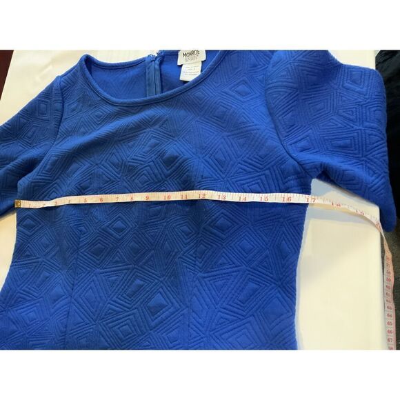 Monroe & Main Blue 3/4 Sleeve Boat Neck Textured Dress Size Small - Picture 12 of 13